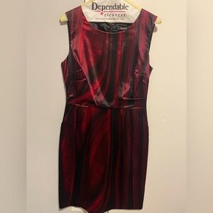 Tahari Women's Red Black & Fuschia Midi Dress